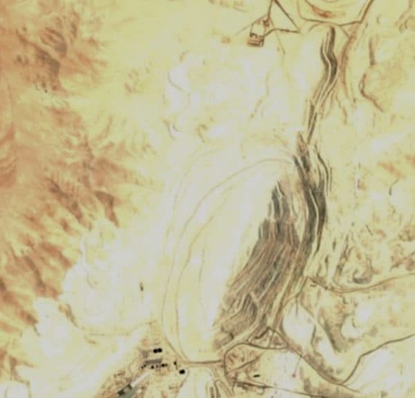Satellite view of the Chuquicamata open-pit copper mine in the Atacama desert